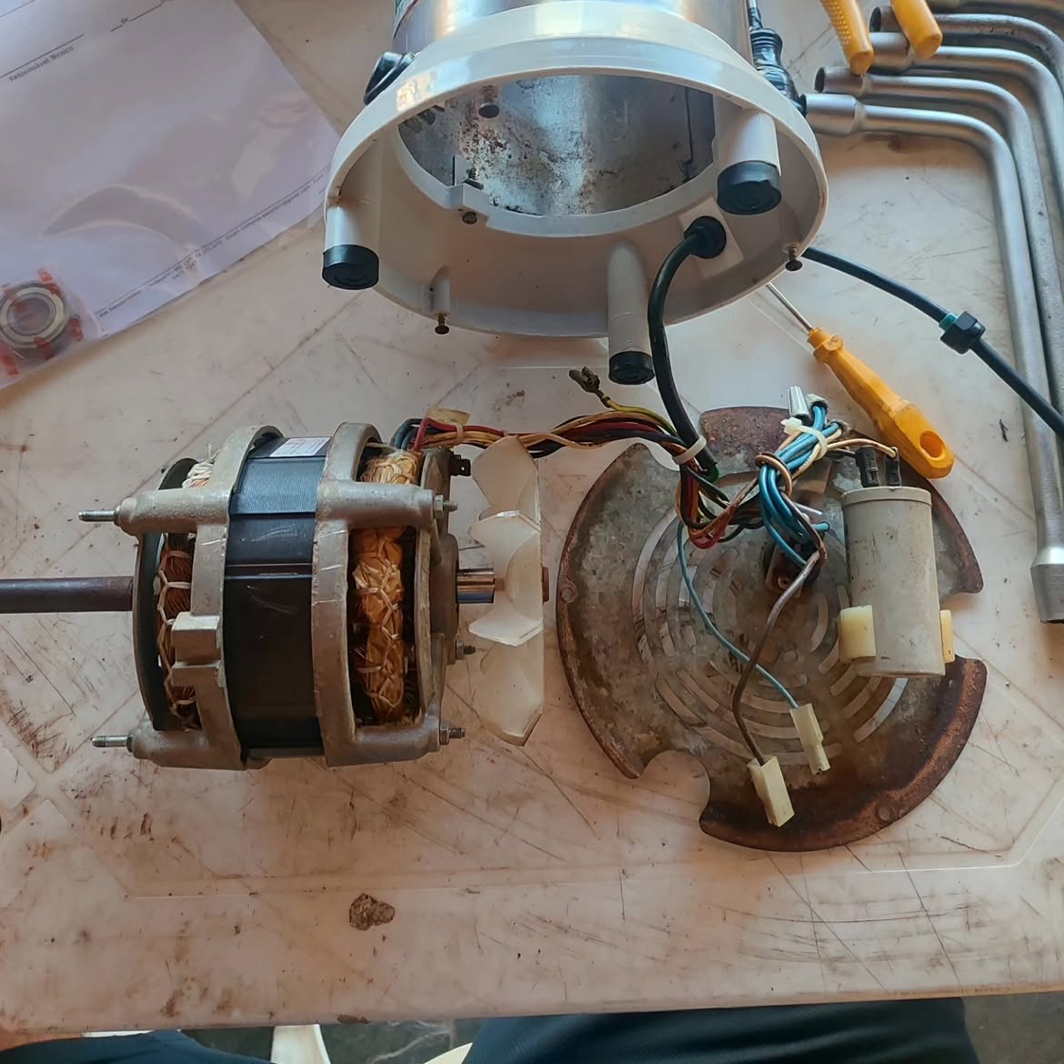 Troca de rolamentos em extrator de sucos industrial